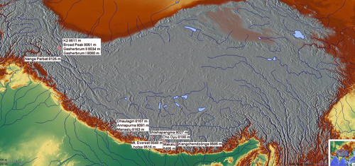 Mapa ou registro de ascensão do Everest