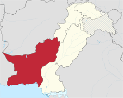 Mapa de localização de Balochistão no Paquistão