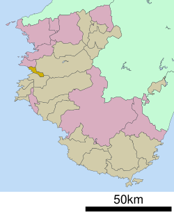 Mapa da localização de Yuasa na província de Wakayama