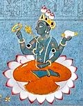 Detalhe de Vishnu em posição de lótus