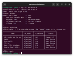 Exemplo de estrutura de arquivo SQLite