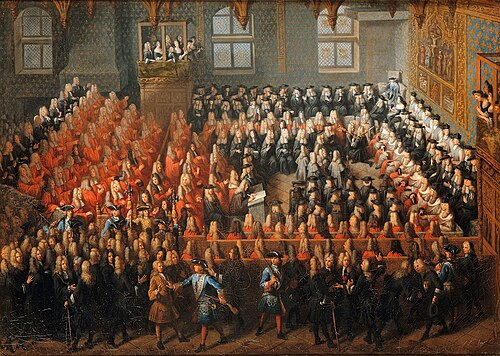 Representação do Lit de justice no Parlamento de Paris em 1715