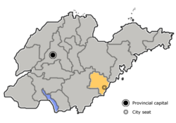 Mapa de jurisdição de Rizhao