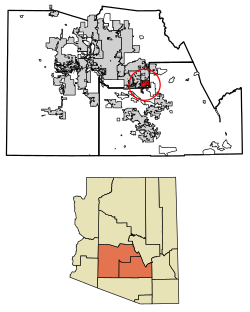 Mapa de localização de Queen Creek