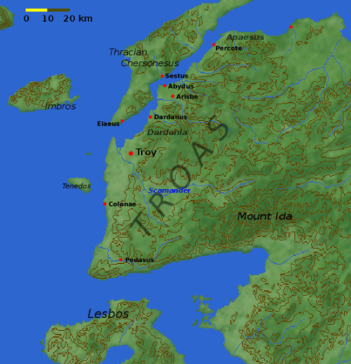 Mapa da região da Tróade