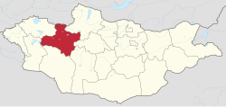 Mapa administrativo da Província de Zavkhan