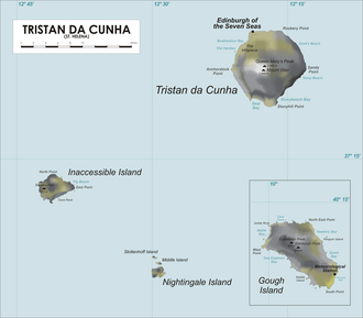 Mapa do arquipélago de Tristão da Cunha