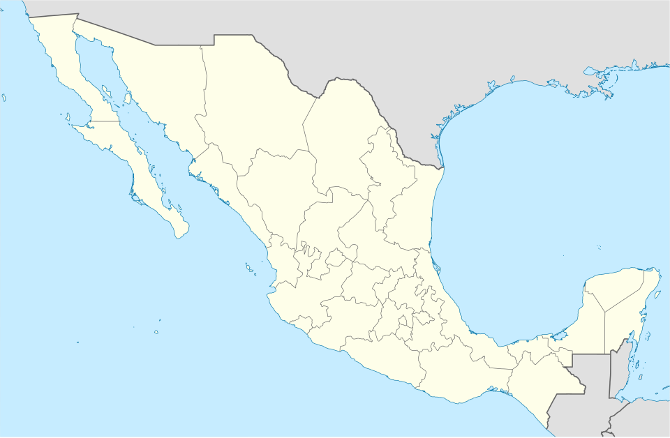 Mapa de localização da Liga MX Femenil no México